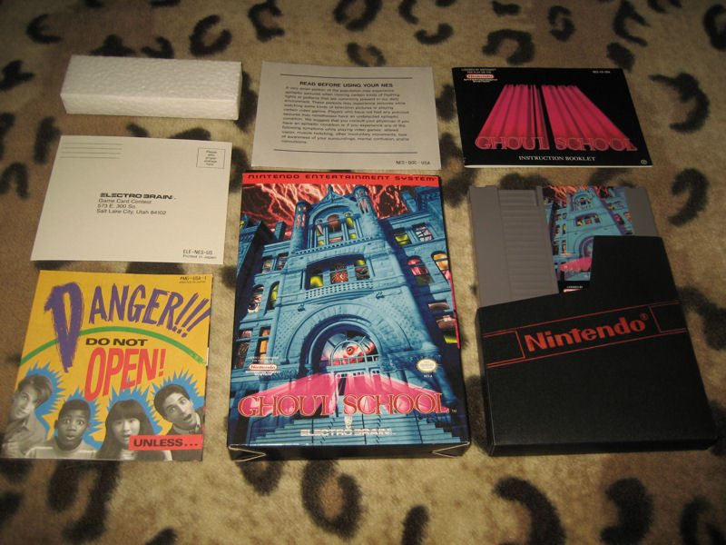 ghoul school 1992 horror game nintendo nes cartridge box manual