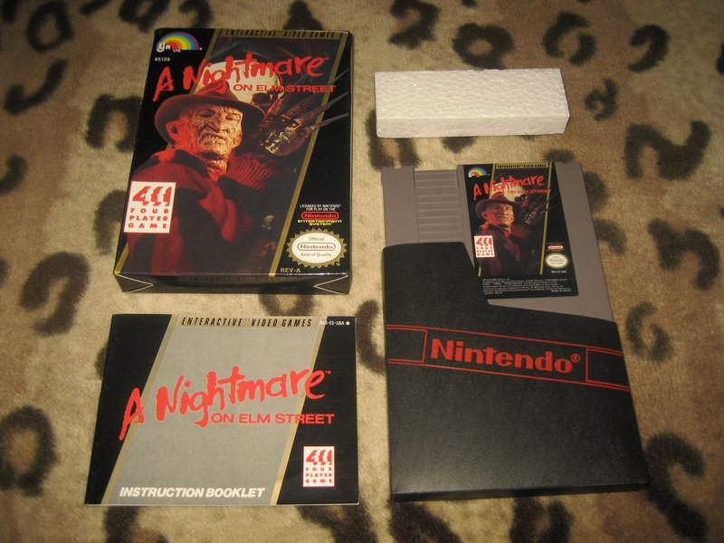 nightmare on elm street  horror game nintendo nes cartridge box manual