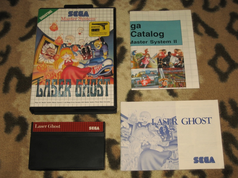 laser ghost 1991 horror game sega master system cartridge box manual