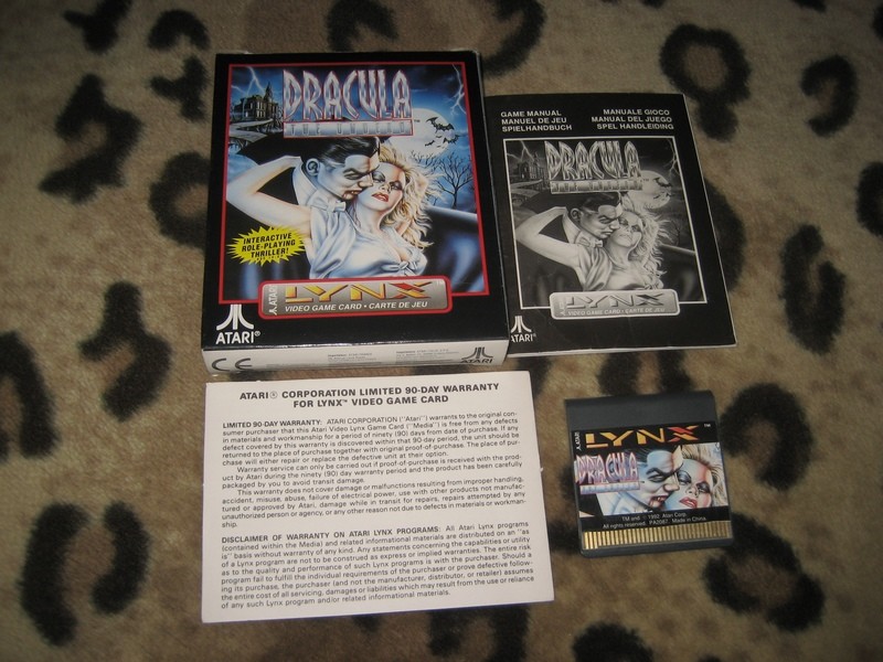 dracula the undead 1991 horror game atari lynx cartridge box manual