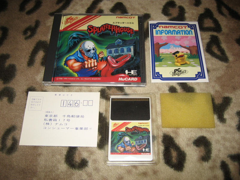 splatterhouse 1990 horror game pc engine cartridge hucard box manual