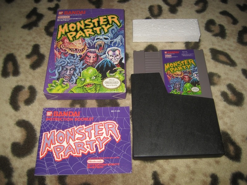 monster party bandai horror game nintendo nes cartridge box manual